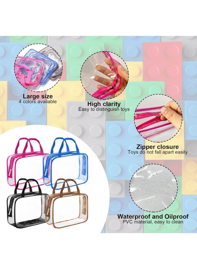 jaexest 8 Packs Colorful PVC Toy Storage Bags – Waterproof Zippered Organizer Bags for Building Blocks, Puzzle Pieces, Stationery & Kids' Toys – Multipurpose Clear Travel Bags - Image 2